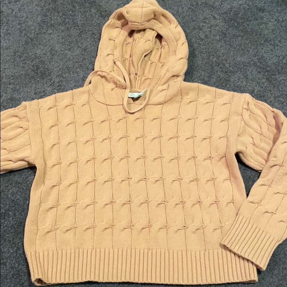 saturday sunday cable knit sweater hoodie